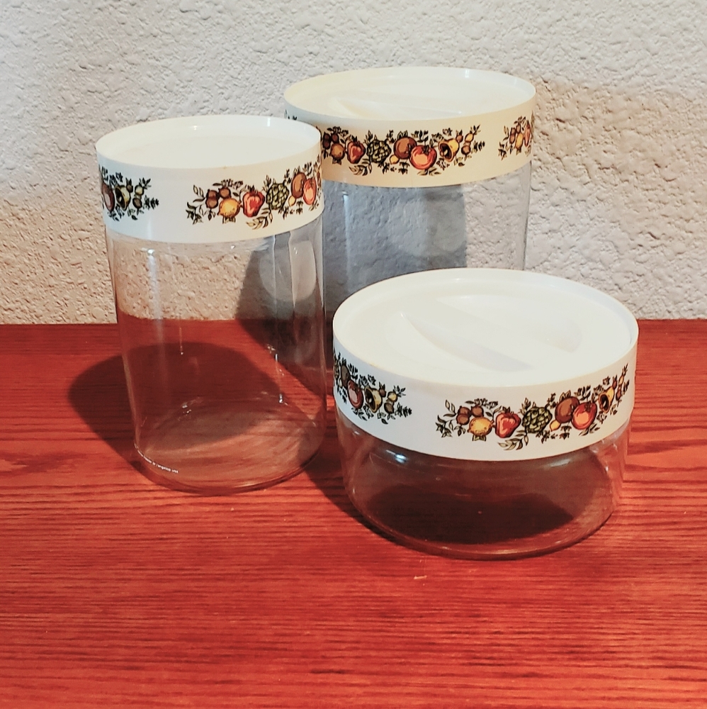 Vintage set "Spice of Life" Store-N-See Pyrex Canisters